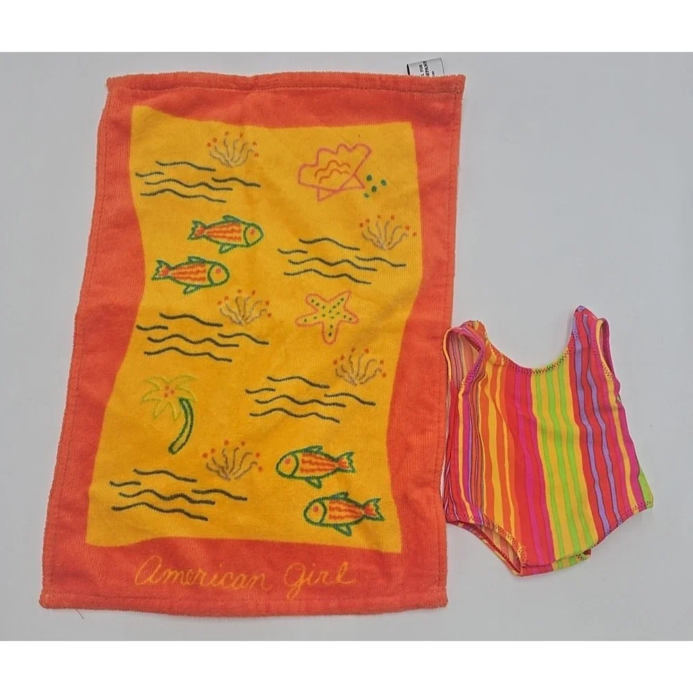 Pleasant Company American‎ Girl Doll Beach Swim Set Towel Bathing Suit Cotton